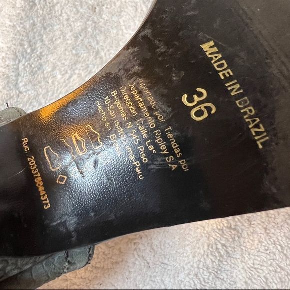 Vintage Cacharel Sandals T-Strap Heels Kitten Heel leather black green 5 - Picture 10 of 14